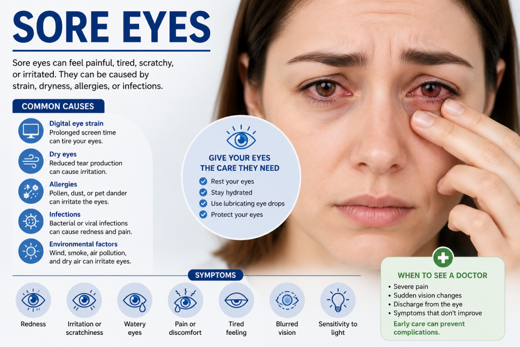 Sore Eyes in 2026: Complete Guide to Causes, Treatment, and Prevention